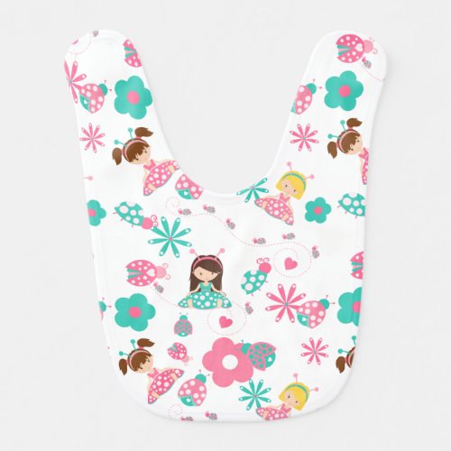 Cute Ladybug Girls Pattern Baby Bib