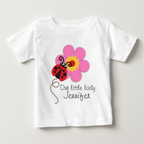 Cute ladybug girls red white pink lady t_shirt