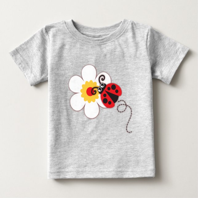 Cute ladybug girls red white t-shirt (Front)