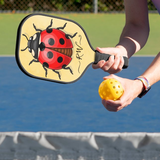 Cute Ladybug graphic with initials  Carbon Fiber Pickleball Paddle (Insitu)