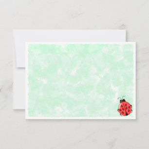 Cute Ladybug Green Watercolor Background Blank Note Card