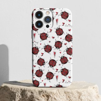 Cute Ladybug Hearts Lovebug Handdrawn Illustration