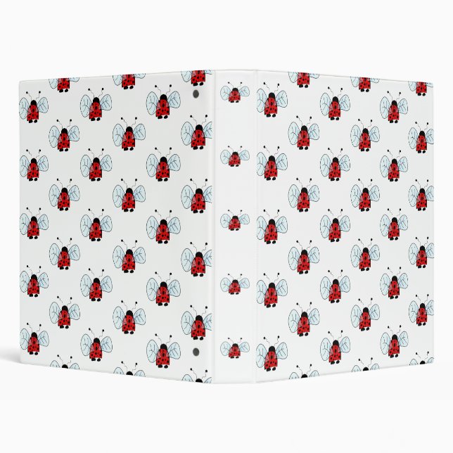 Cute Ladybug Illustration 3 Ring Binder (Background)