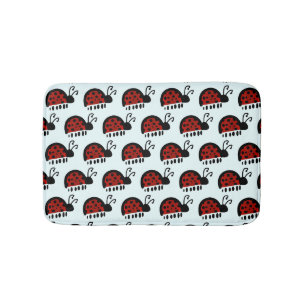 Cute Ladybug Illustration Bath Mat