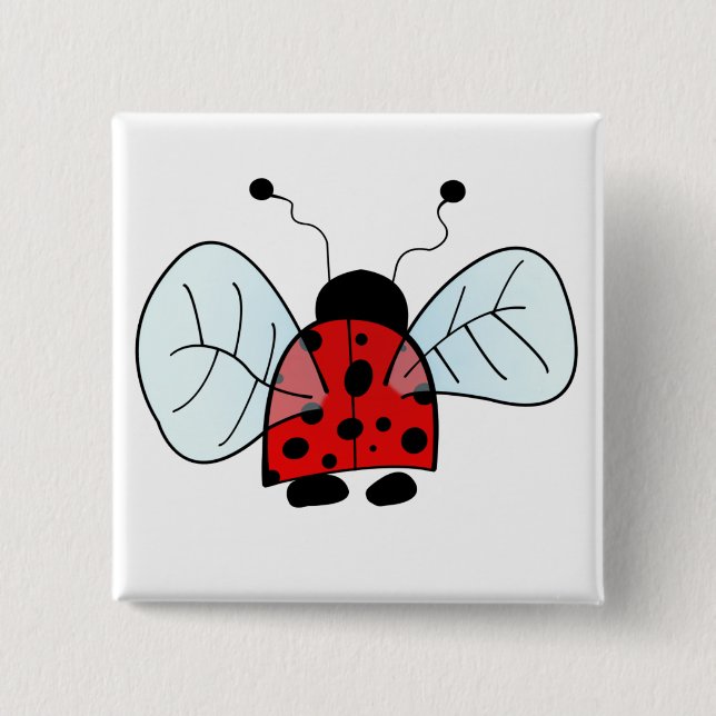 Cute Ladybug Illustration Button (Front)