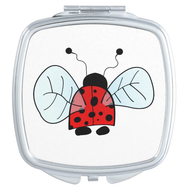 Cute Ladybug Illustration Compact Mirror (Front)