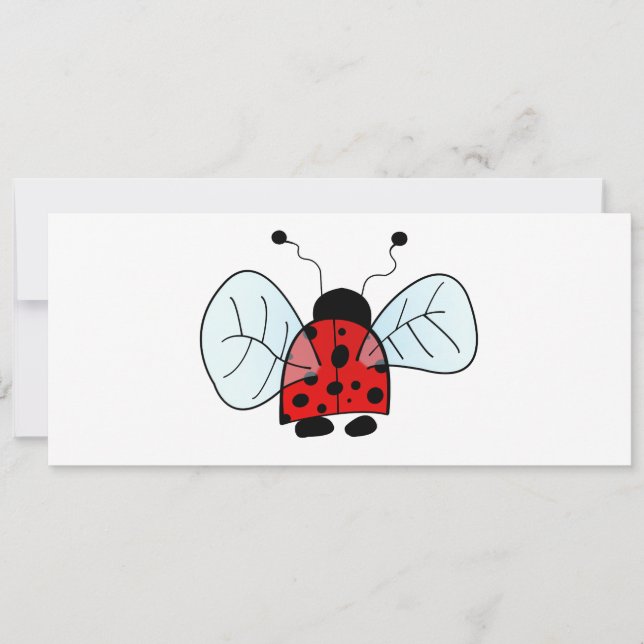 Cute Ladybug Illustration Invitation (Front)