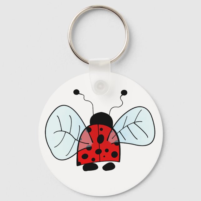 Cute Ladybug Illustration Keychain (Front)