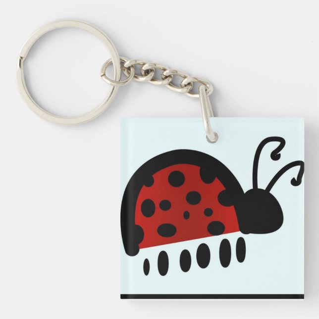 Cute Ladybug Illustration Keychain (Front)