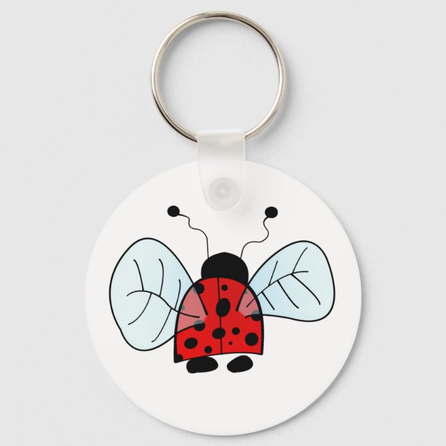 Cute Ladybug Illustration Keychain (Front)