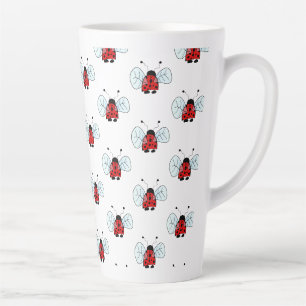 Cute Ladybug Illustration Latte Mug