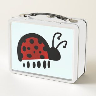 Cute Ladybug Illustration Metal Lunch Box
