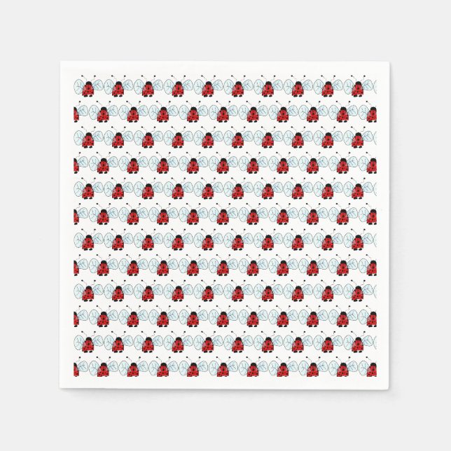 Cute Ladybug Illustration Napkins (Front)
