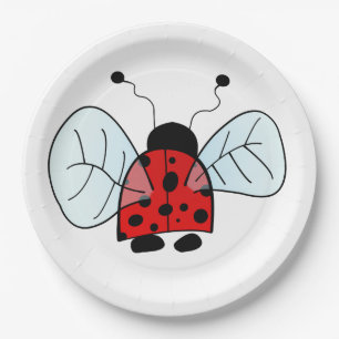 Cute Ladybug Illustration Paper Plates