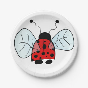 Cute Ladybug Illustration Paper Plates
