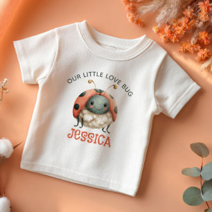 Cute Ladybug Illustration Pastel Watercolor Name Baby T-Shirt