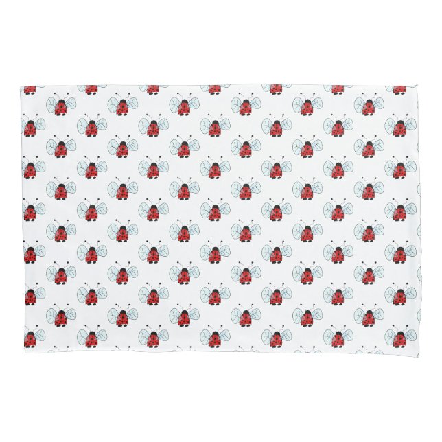 Cute Ladybug Illustration Pillow Case (Front)
