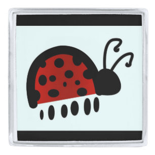 Cute Ladybug Illustration Silver Finish Lapel Pin