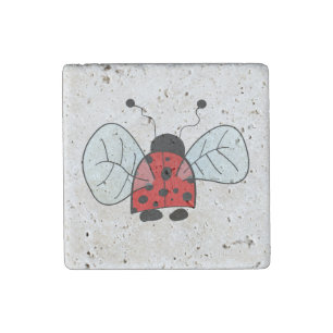 Cute Ladybug Illustration Stone Magnet