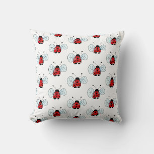 Cute Ladybug Illustration Throw Pillow