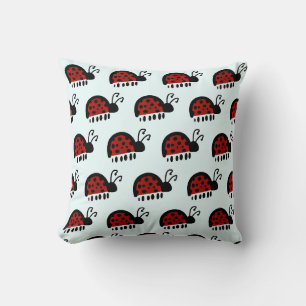 Cute Ladybug Illustration Throw Pillow