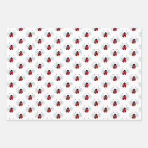 Cute Ladybug Illustration Wrapping Paper Sheets