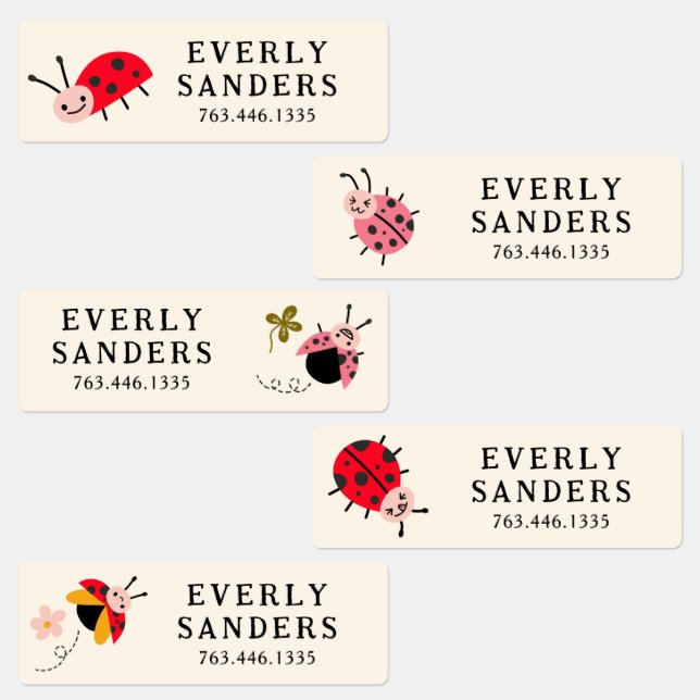 Cute Ladybug Insect Kids' Labels (Group)