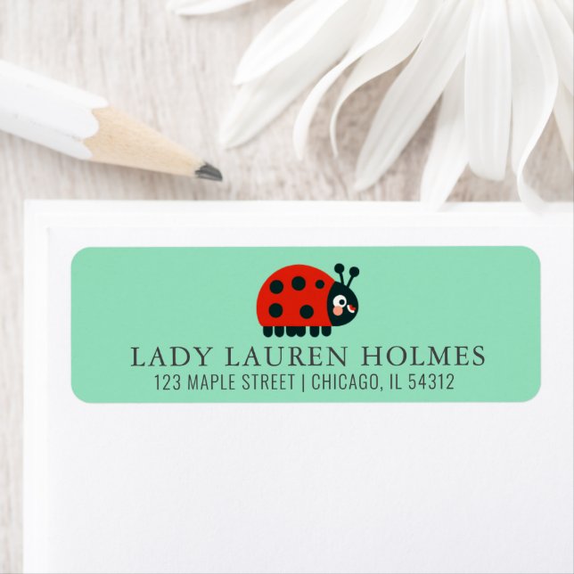 Cute Ladybug Kids Birthday Address Label (Insitu)