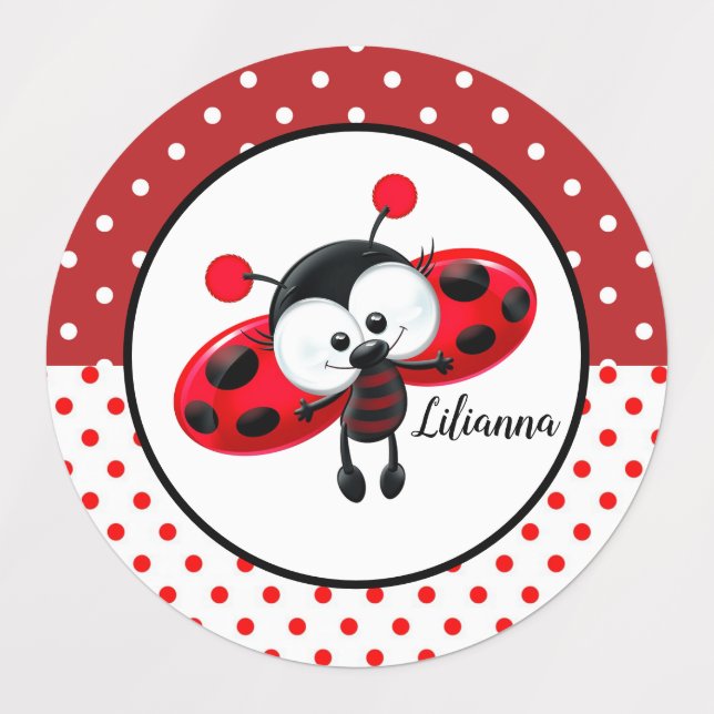 Cute Ladybug Kids' Labels (Design 1)
