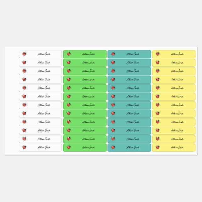 Cute Ladybug Kids Name Kids' Labels (Sheet)