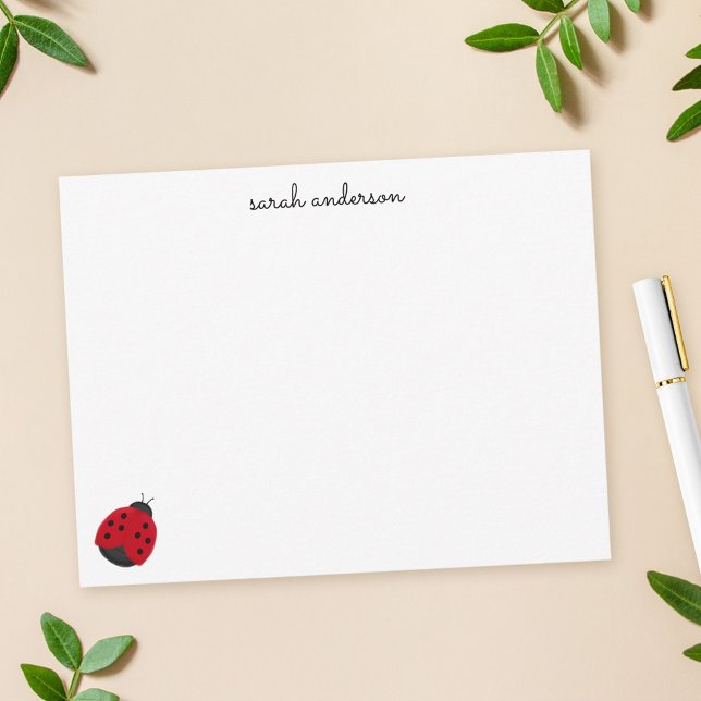 Cute Ladybug Kids Personalized Stationery Note Card (Creator Uploaded)