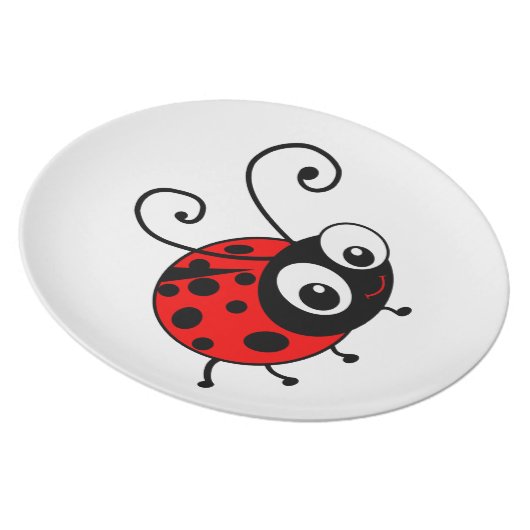 Cute Ladybug Kids plate - white (Right Side)