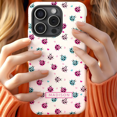 Cute Ladybug Ladybird Hearts Pattern Personalized iPhone 12 Case