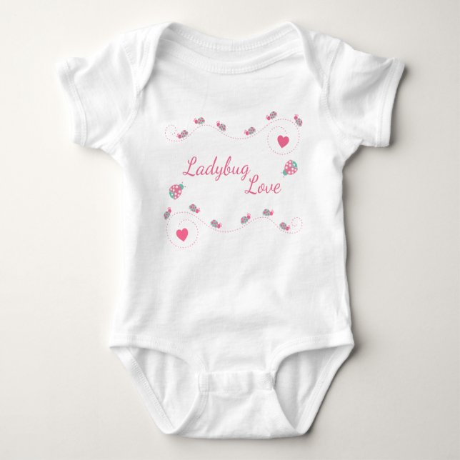 Cute Ladybug Love Baby Bodysuit (Front)