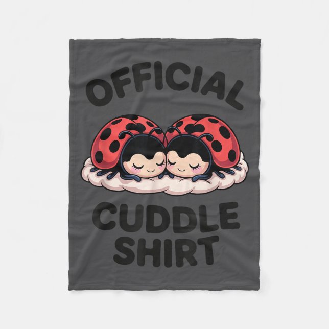 Cute Ladybug Love Cuddle  Fleece Blanket (Front)