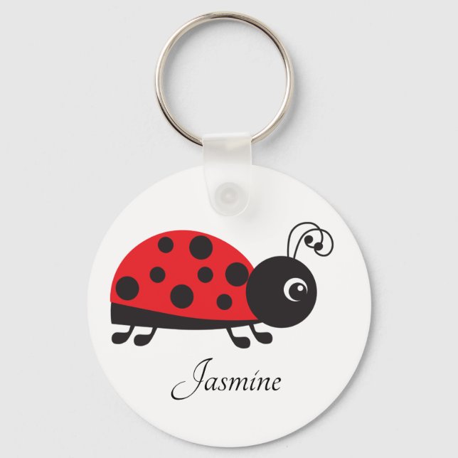 cute ladybug lovers add name keychain (Front)