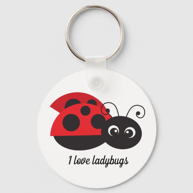 cute ladybug lovers add text keychain (Front)