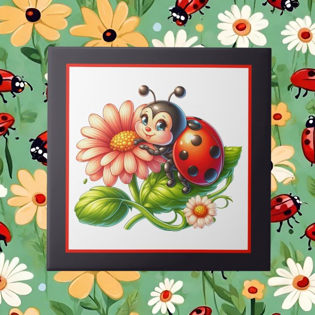 Cute ladybug lovers crafting  ceramic tile (Creator Uploaded)