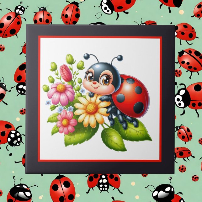 Cute ladybug lovers crafting  ceramic tile (Creator Uploaded)