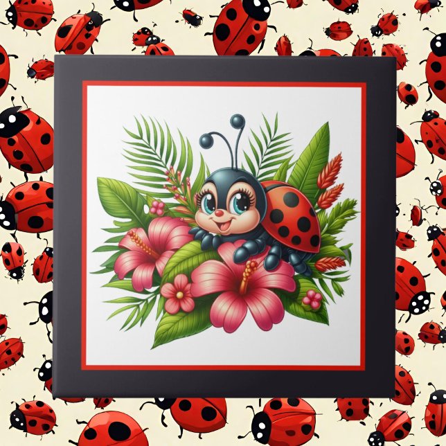 Cute ladybug lovers insect  ceramic tile (Creator Uploaded)