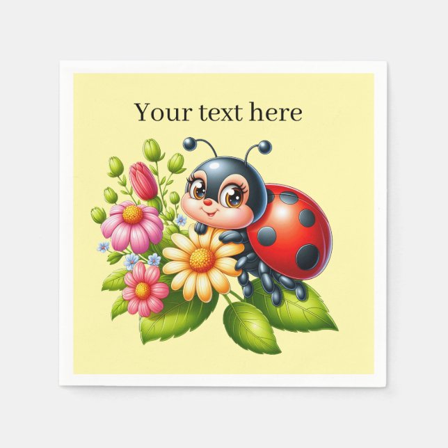 Cute ladybug lovers insect napkins (Front)