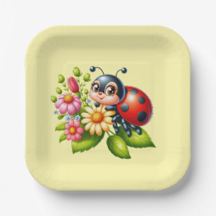 Cute ladybug lovers insect paper plates