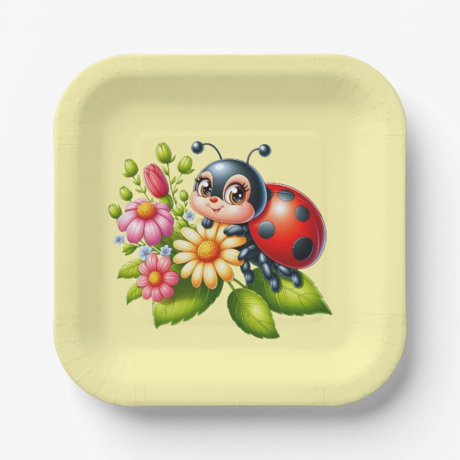 Cute ladybug lovers insect paper plates (Front)