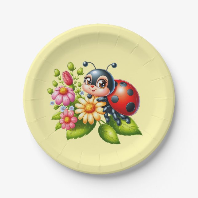 Cute ladybug lovers insect paper plates (Front)