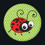 Cute Ladybug Magnet<br><div class="desc">ladybug, ladybugs, ladybird, ladybirds, "lady bug", "lady bird", red, black, "polka dots", dots, spots, dotty, green, bugs, bug, insect, insects, cute, sweet, kawaii, adorable, cartoon, beetle, beetles, "cartoon bug", "cartoon bugs", "cartoon ladybug", "cartoon ladybird", wildlife, animals, nature, natural, graphic, vector, illustration, lady</div>