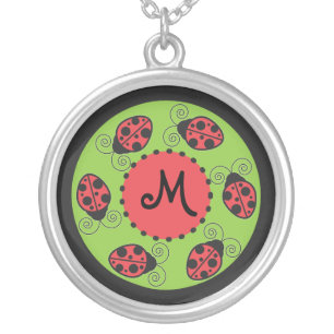 Cute Ladybug Monogram Necklace