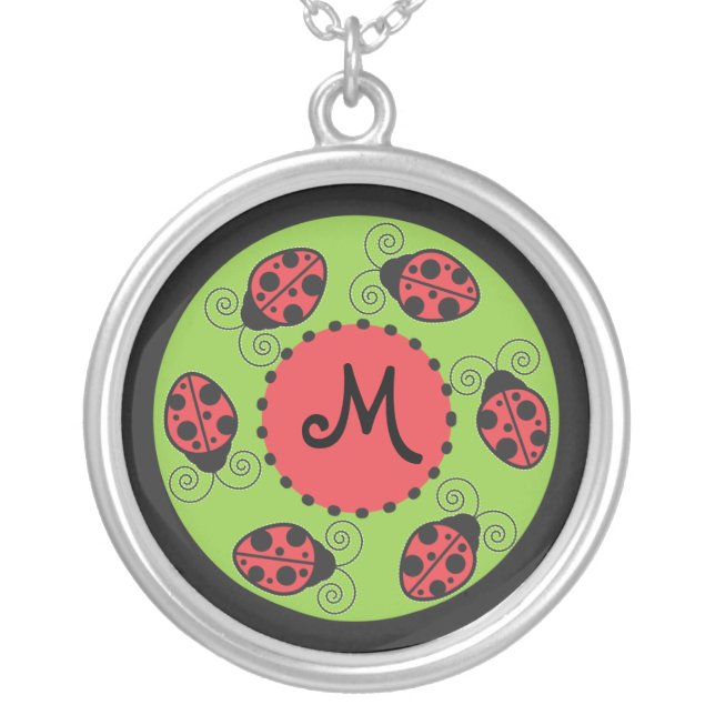 Cute Ladybug Monogram Necklace (Front)