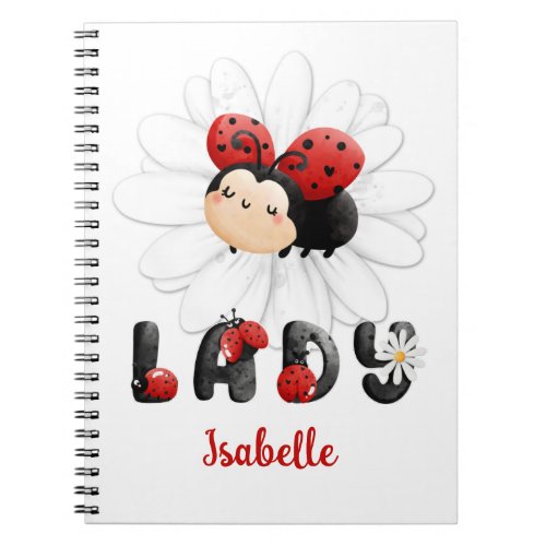 Cute Ladybug Name Girl Notebook 