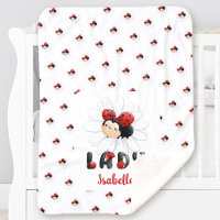 Cute Ladybug Name Sherpa Blanket
