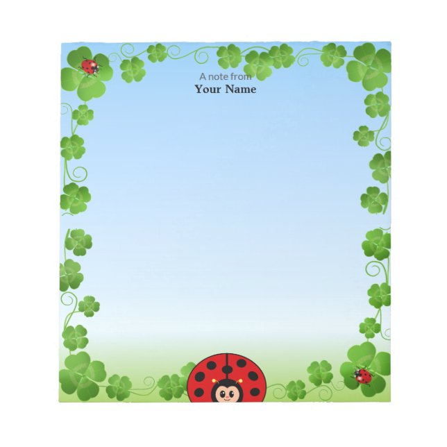 Cute Ladybug on Light Blue Notepad (Front)